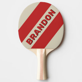 Raquete De Ping Pong Retro Crimson Três Listras Negritas com Nome