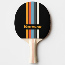 Raquete De Ping Pong Retro Dark Rainbow Pin Striped with Name
