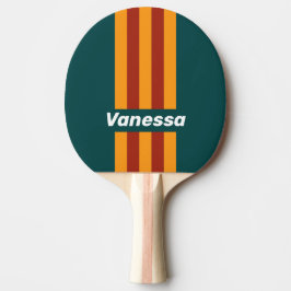 Raquete De Ping Pong Retro Dark Teal Splash Pin Stripes with Name