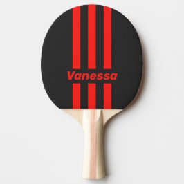 Raquete De Ping Pong Retro Dark Three Pin Stripes with Name