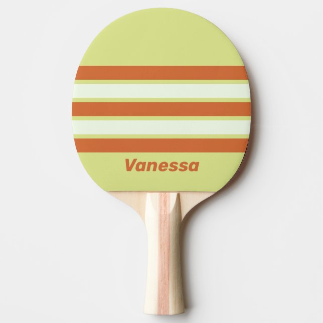 Raquete De Ping Pong Retro Desert Cactus Across Striping with Name (Frente)