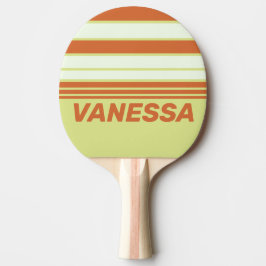 Raquete De Ping Pong Retro Desert Cactus Horizon Striping with Name