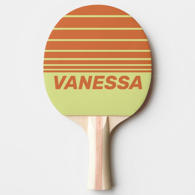 Raquete De Ping Pong Retro Desert Cactus Three Horizon Stripe with Name (Frente)