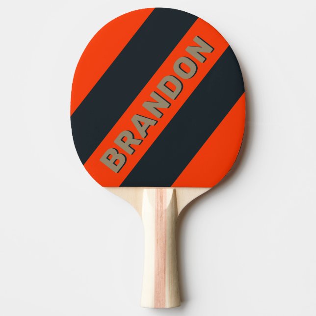 Raquete De Ping Pong Retro Desert Meadow Bold Stripes com Nome (Frente)