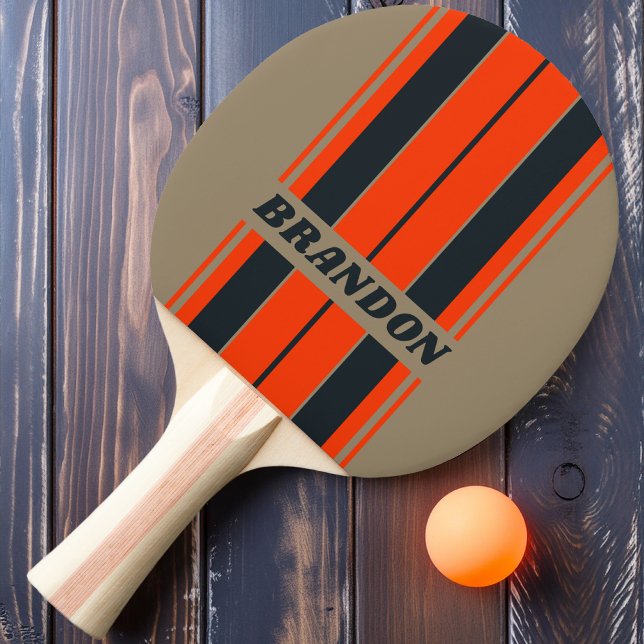Raquete De Ping Pong Retro Desert Meadow Conselho Strips com Nome (Criador carregado)