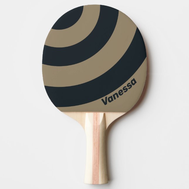 Raquete De Ping Pong Retro Desert Three Circle Stripe with Name (Frente)