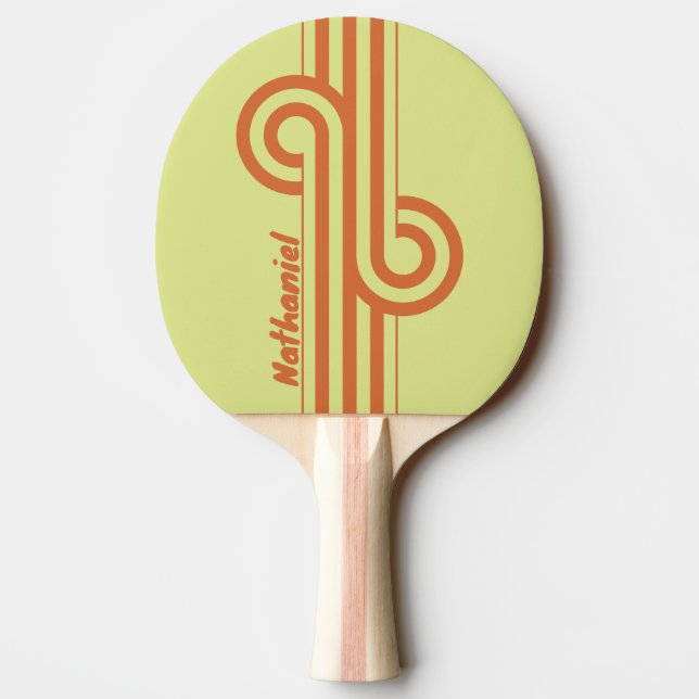 Raquete De Ping Pong Retro Deserto Cacto Dual Listra Loop com Nome (Verso)