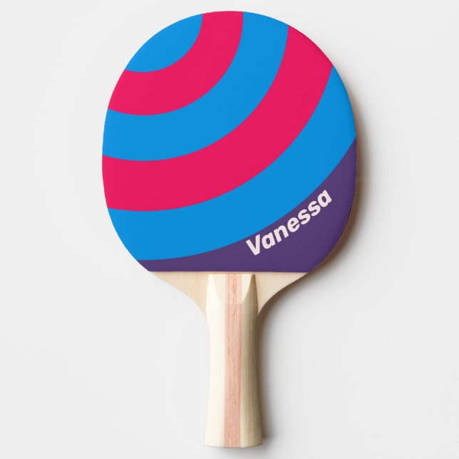 Raquete De Ping Pong Retro Electric Grape Circle Stripe with Name (Frente)