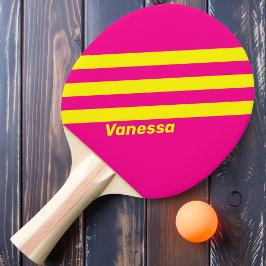 Raquete De Ping Pong Retro Ensolarado Três Listras com Nome