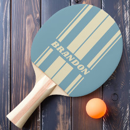 Raquete De Ping Pong Retro Faixas de Tábua do Oceano com Nome