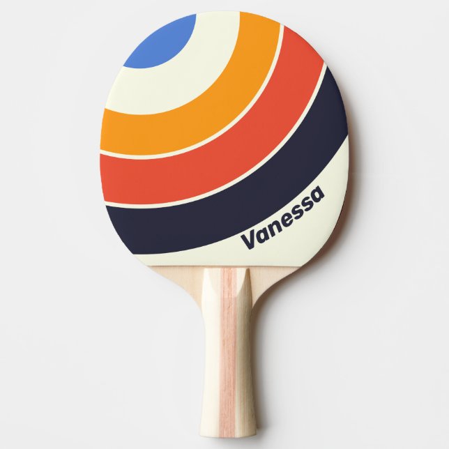 Raquete De Ping Pong Retro Five Circle Stripe with Name (Frente)