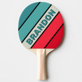 Raquete De Ping Pong Retro Furtivo Listras Cor de Arco-íris em Negrito