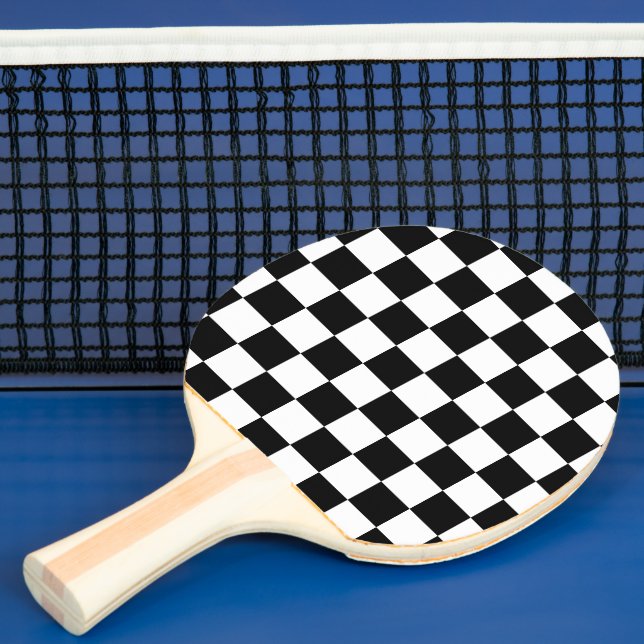 Raquete De Ping Pong Retro geométrico em preto e branco dos quadrados v (Insitu)