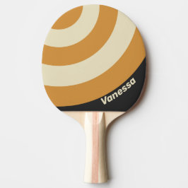 Raquete De Ping Pong Retro Golden Horizon Circle Stripe with Name