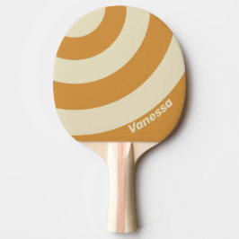 Raquete De Ping Pong Retro Golden Horizon Three Circle Stripe with Name