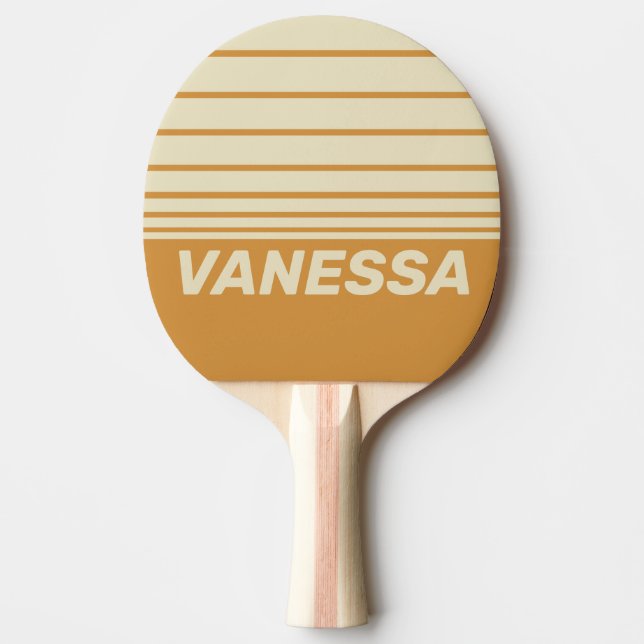 Raquete De Ping Pong Retro Golden Horizon Three Horizon Stripe & Name (Frente)