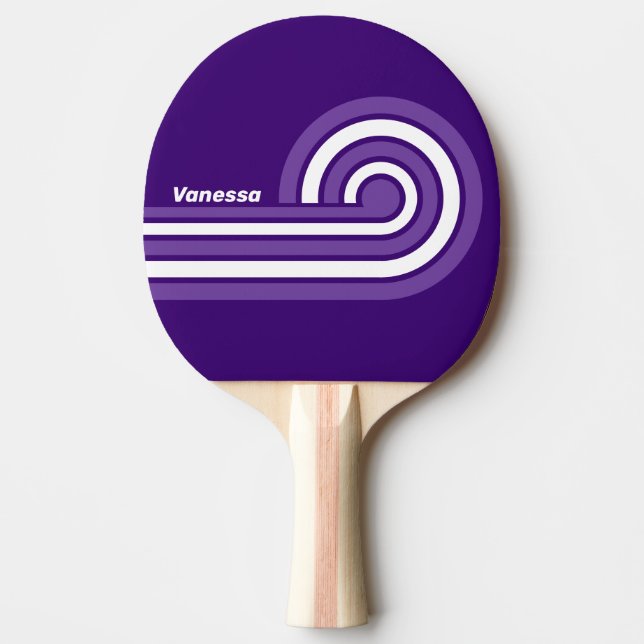 Raquete De Ping Pong Retro Grapevine Grove Curl Listras com Nome (Frente)