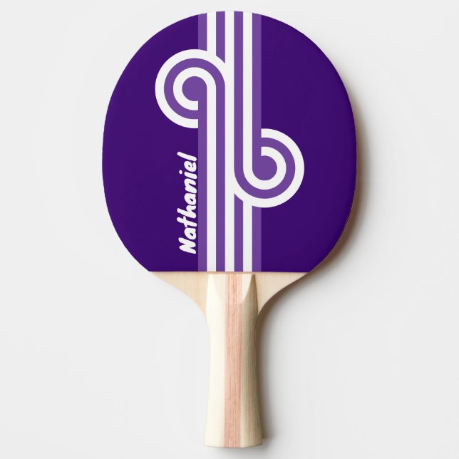 Raquete De Ping Pong Retro Grapevine Grove Loop com Nome (Frente)