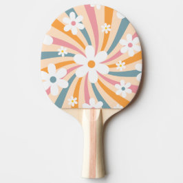 Raquete De Ping Pong Retro Groovy Colorful Sunshine Daisy Floral Hippie