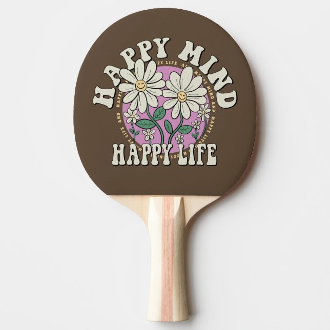 Raquete De Ping Pong Retro Happy Miney Happy Life (Frente)