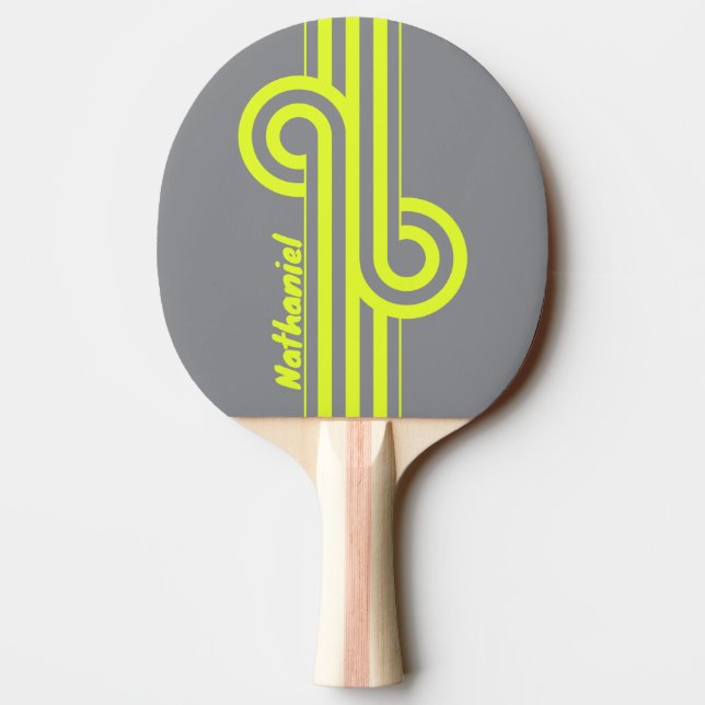Raquete De Ping Pong Retro HI VIS Dual Stripe Loop com Nome (Verso)