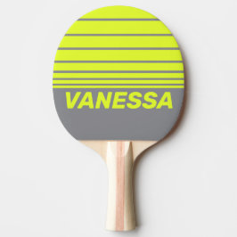 Raquete De Ping Pong Retro HI VIS Three Horizon Striping with Name