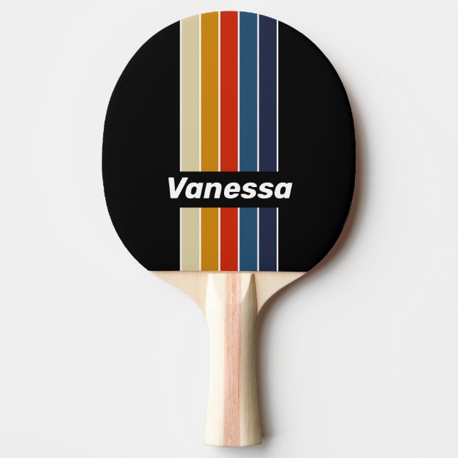 Raquete De Ping Pong Retro Ice Rainbow Pin Striped with Name (Frente)