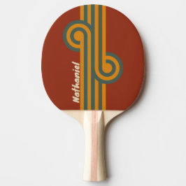 Raquete De Ping Pong Retro Laranja Ferrugem Loop com Nome