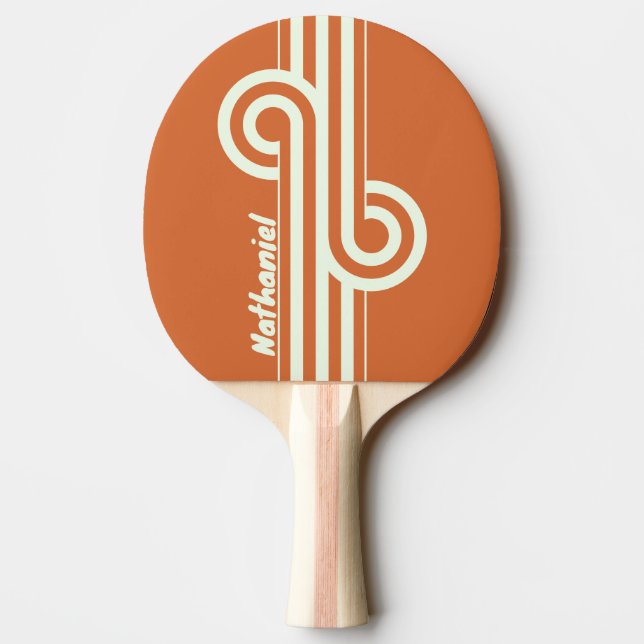 Raquete De Ping Pong Retro Laranja Loop Dupla Faixa com Nome (Verso)