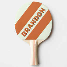 Raquete De Ping Pong Retro Laranja Três Listras em Negrito com Nome