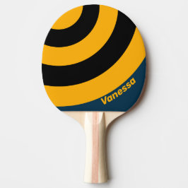 Raquete De Ping Pong Retro Maré ao Luar Círculo Listra com Nome