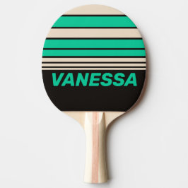 Raquete De Ping Pong Retro Midnight Mint Horizon Striping with Name