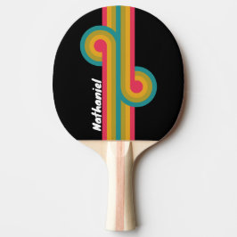 Raquete De Ping Pong Retro Midnight Rainbow Loop com Nome