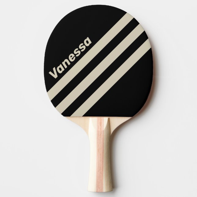 Raquete De Ping Pong Retro Midnight Three Angled Striping with Name (Frente)