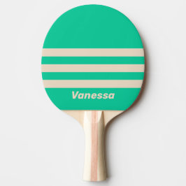 Raquete De Ping Pong Retro Mint Three Across Striping with Name