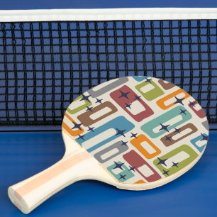 Raquete De Ping Pong Retro Moderno Abstrato de Meados do Século
