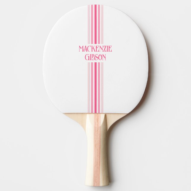 Raquete De Ping Pong Retro Monogrammed Minimalist Stripes (Frente)