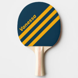 Raquete De Ping Pong Retro Moonlit Tide Three Angled Striping with Name