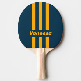 Raquete De Ping Pong Retro Moonlit Tide Three Pin Stripes with Name