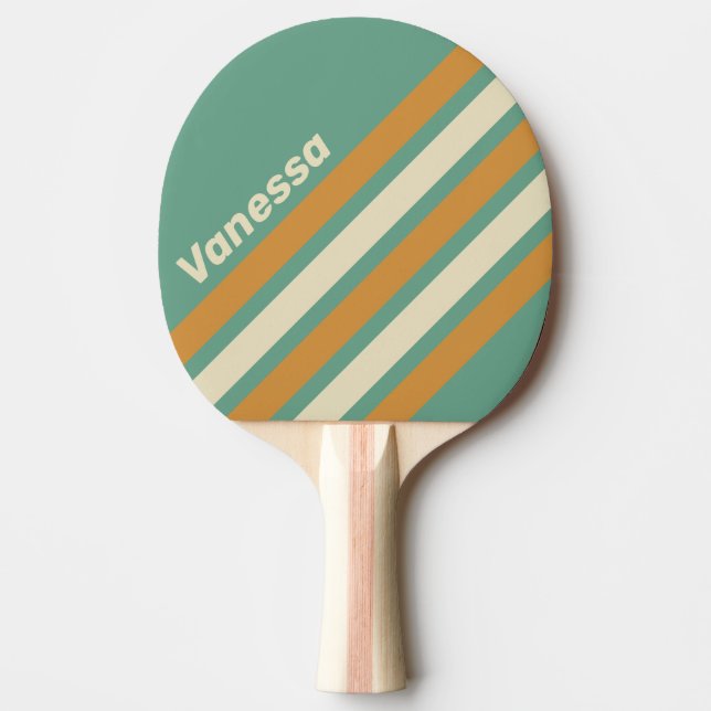 Raquete De Ping Pong Retro Moss Angled Striping with Name (Frente)