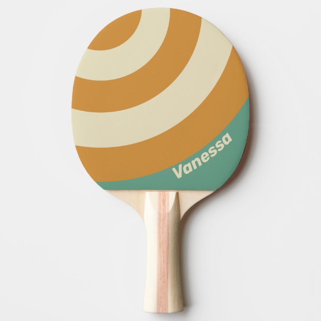 Raquete De Ping Pong Retro Moss Circle Stripe with Name (Frente)