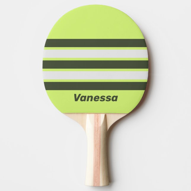 Raquete De Ping Pong Retro Moss Fade Across Striping with Name (Frente)