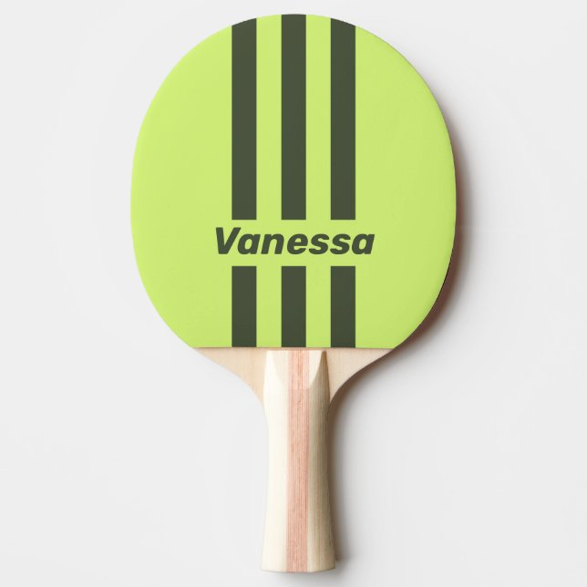 Raquete De Ping Pong Retro Moss Fade Three Pin Stripes with Name (Frente)