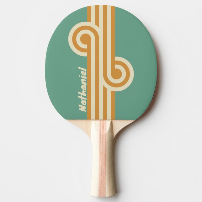 Raquete De Ping Pong Retro Moss Loop com Nome (Frente)
