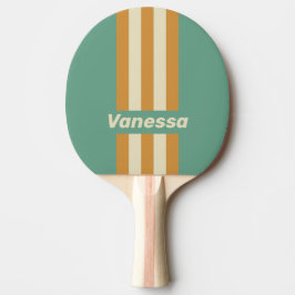 Raquete De Ping Pong Retro Moss Pin Stripes with Name