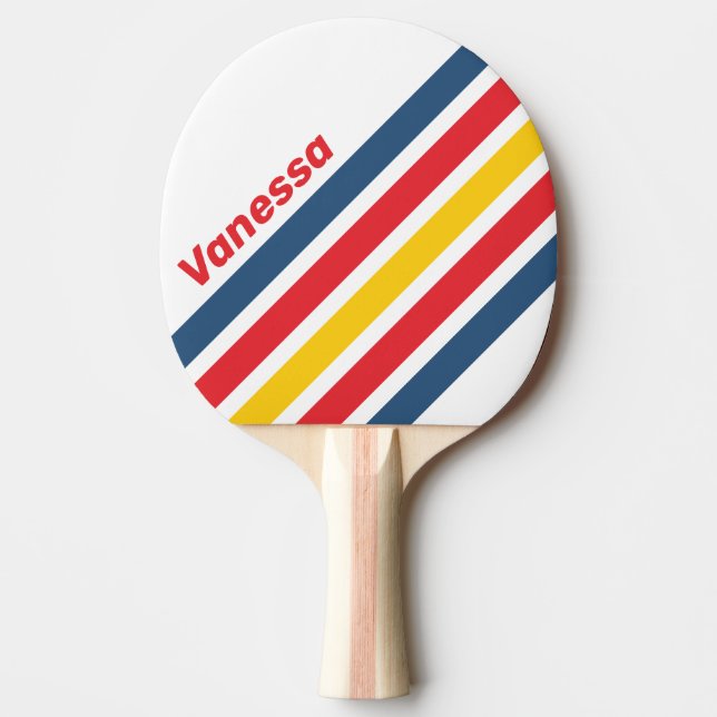 Raquete De Ping Pong Retro Mountain Angled Striping with Name (Frente)