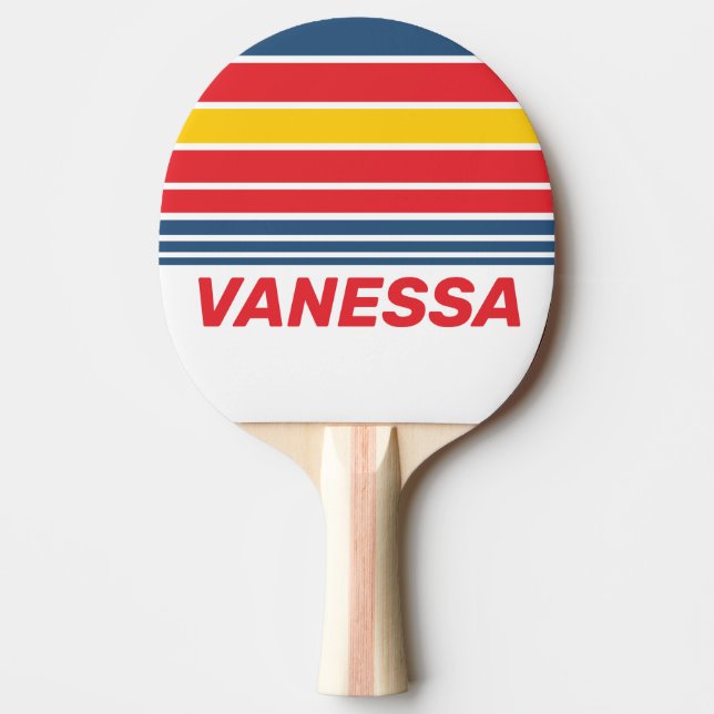 Raquete De Ping Pong Retro Mountain Horizon Striping with Name (Frente)