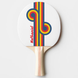 Raquete De Ping Pong Retro Mountain Stripe Loop com Nome