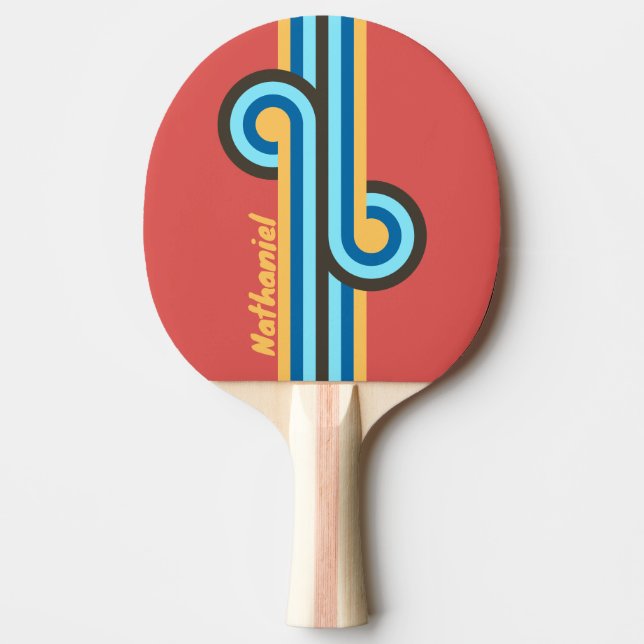 Raquete De Ping Pong Retro Murmur Listra Loop com Nome (Frente)