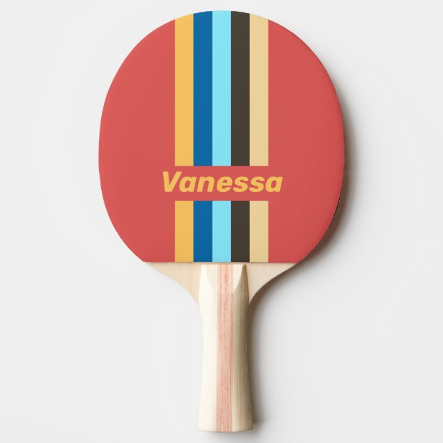 Raquete De Ping Pong Retro Murmur Pin Striped with Name (Frente)